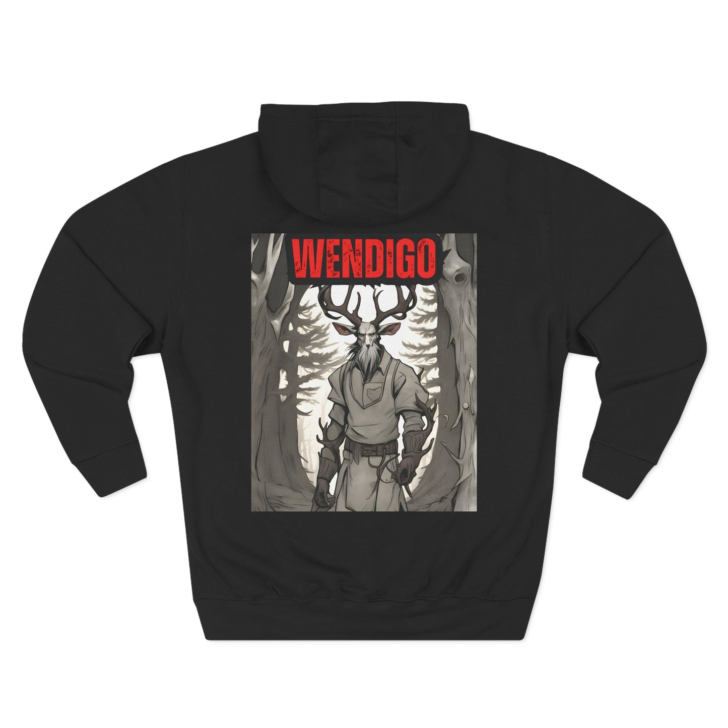 Wendigo Graphic Hoodie — Mythic Deer-Head Fleece Pullover