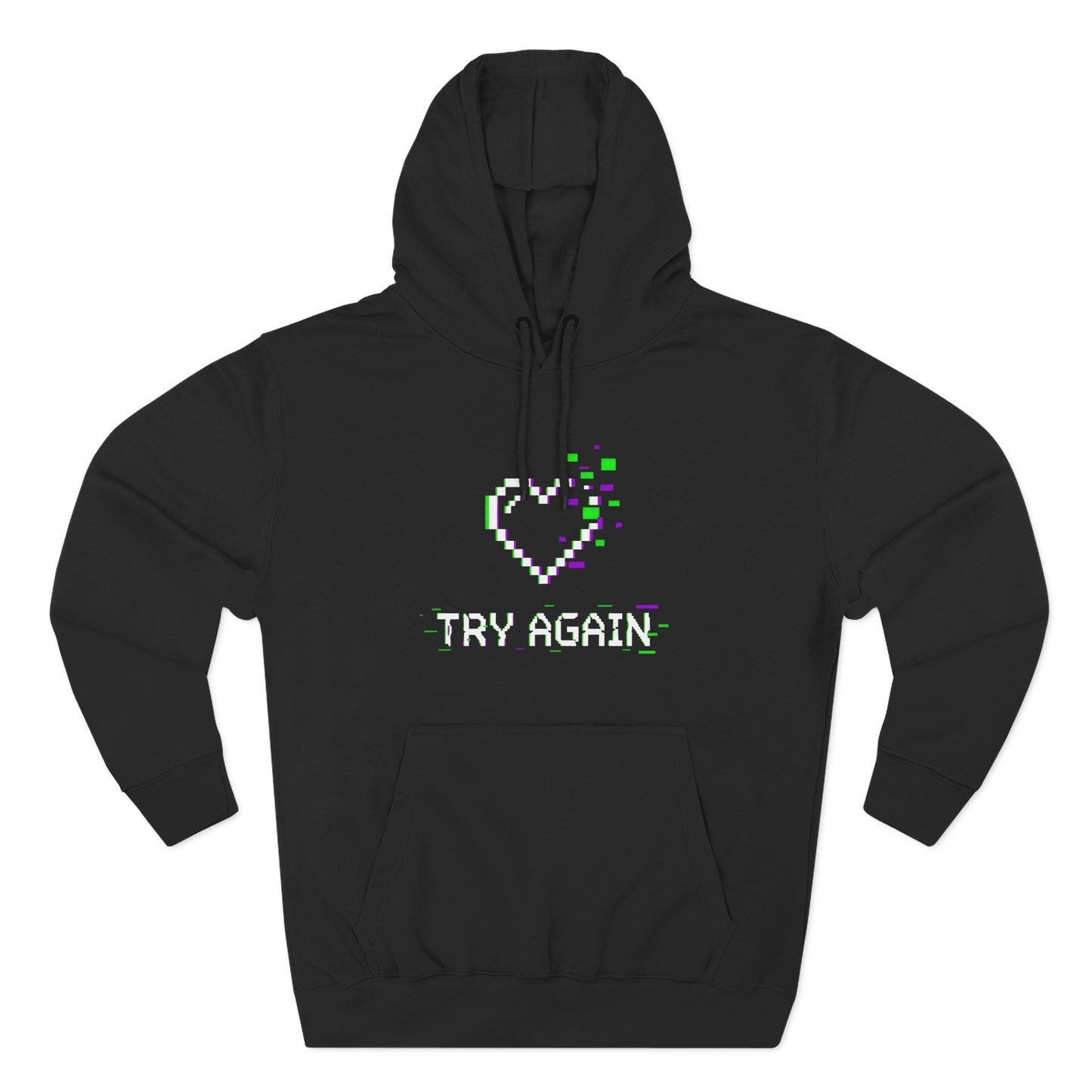 Try Again / Game Over Hoodie — Pixel Glitch Angel Gaming Sweatshirt
