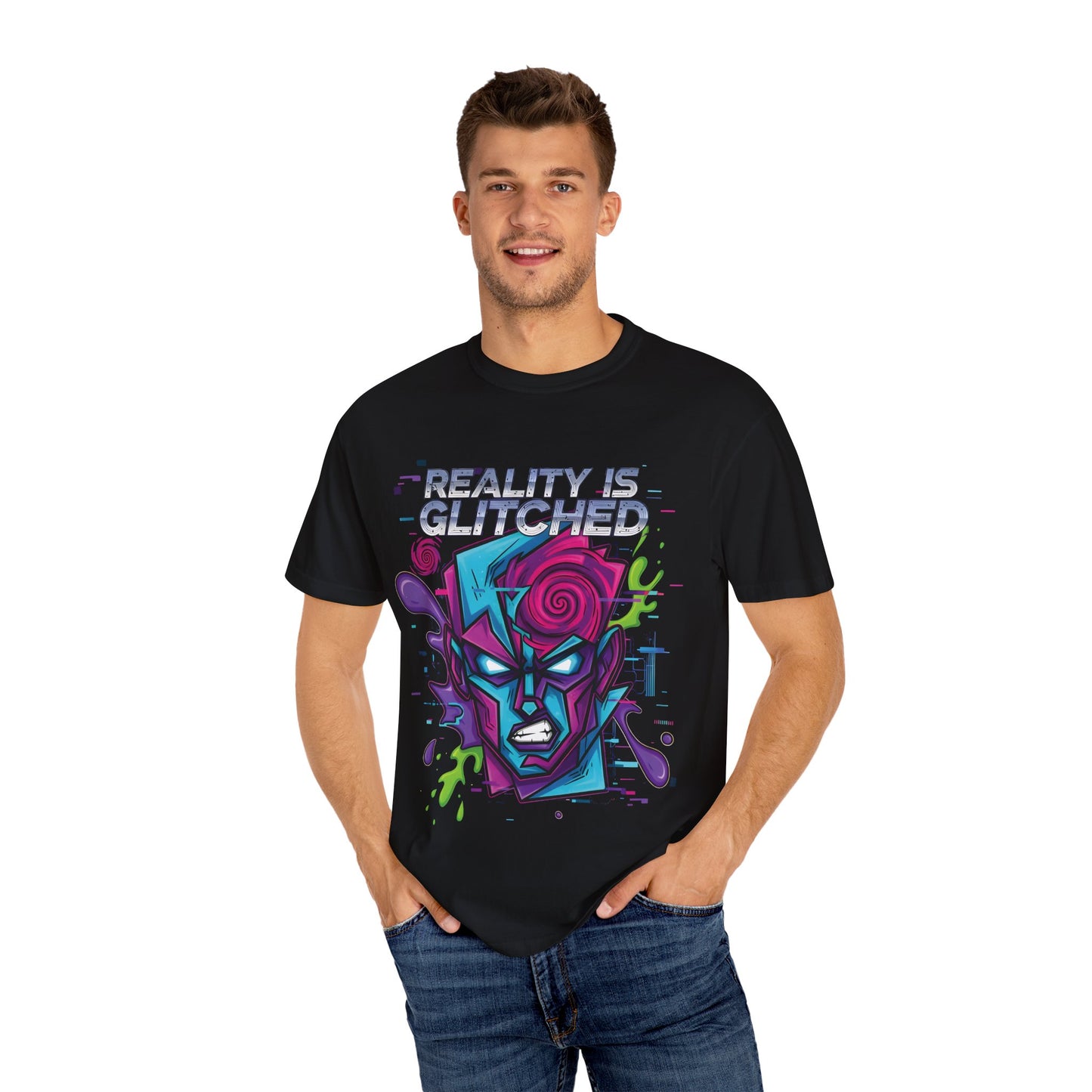 Reality Is Glitched Neon Retro Graphic Tee