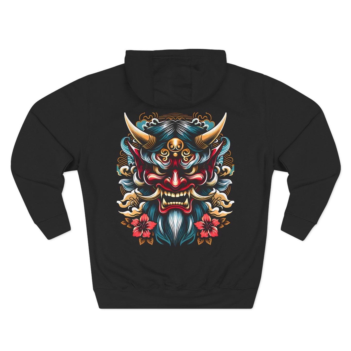 Demon Mask Hoodie — Japanese Oni Tattoo Style Pullover