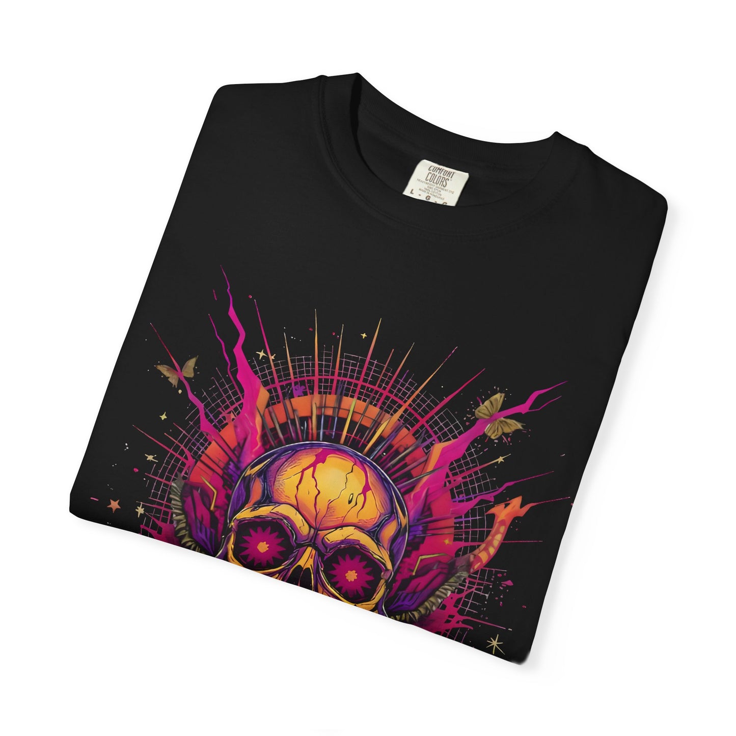 Demon Skull Graphic T-Shirt — Neon Retro Horror Tee