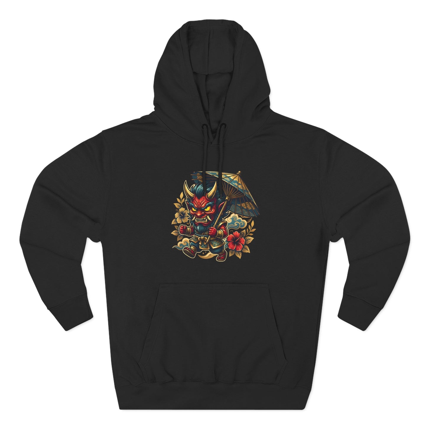 Demon Mask Hoodie — Japanese Oni Tattoo Style Pullover