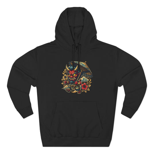 Demon Mask Hoodie — Japanese Oni Tattoo Style Pullover