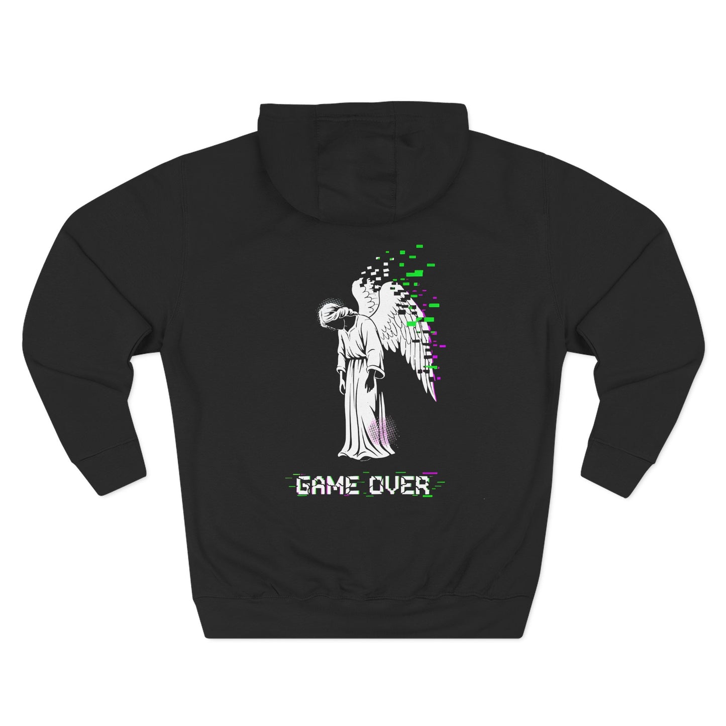 Try Again / Game Over Hoodie — Pixel Glitch Angel Gaming Sweatshirt