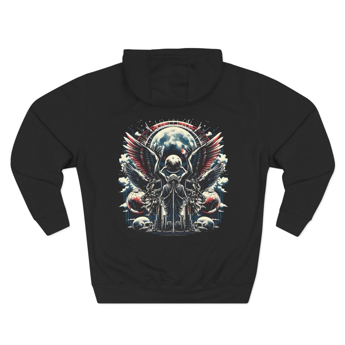 Moon Angel Hoodie — Gothic Angel Wings Skull Graphic Pullover