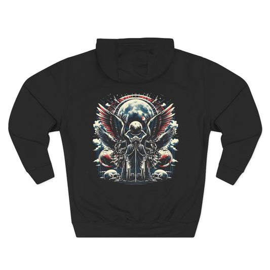 Moon Angel Hoodie — Gothic Angel Wings Skull Graphic Pullover